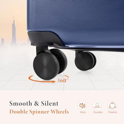 Sweetcrispy 20 Inch Carry On Luggage, Suitcase with Spinner Wheels - color: Navy Blue, size: 20 Inch