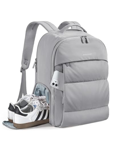 BAGSMART Travel Backpack for Women, Gym Backpack with Shoe Compartment - color: Grey