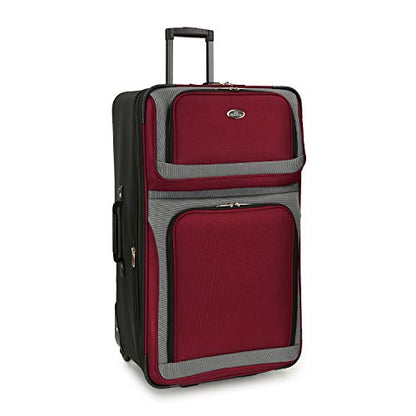 U.S. Traveler New Yorker Lightweight Expandable Rolling Luggage, Red/Gray, 4-Piece Set - color: Red, size: 4-Piece Set (15/21/25/29)