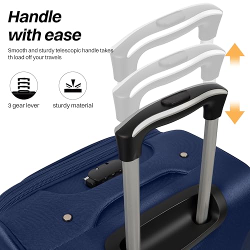 2-Piece Set Luggage,Softside Luggage Sets,Expandable 15% - color: Navy-Grey, size: 2-Piece Set (20"/28'')