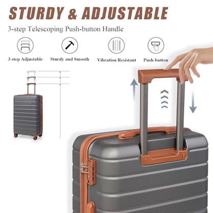 Cosbarn Luggage Sets 5 Piece, Hardshell Suitcases with Wheels, TSA Lock - color: Grey