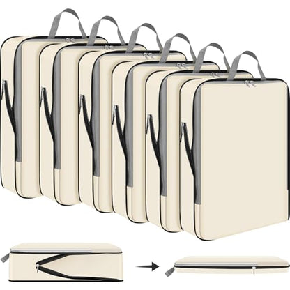 Hosuly 6 Pcs Compression Packing Cubes, 17.3 x 12.6'', Beige - color: Beige