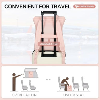 EMPSIGN Tote Backpack for Women, Work & Travel Bag, Fits 15.6" Laptop - color: Light Pink
