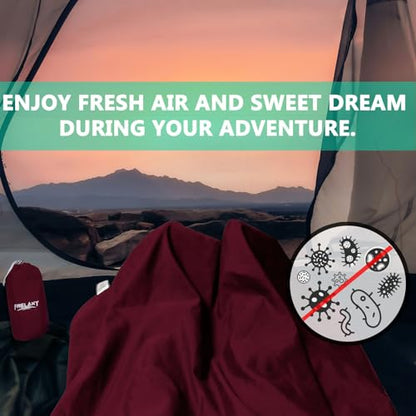 Frelaxy Sleeping Bag Liner, XL Travel Sheet for Camping, Hotels and Hostels - color: Burgundy - No Zipper