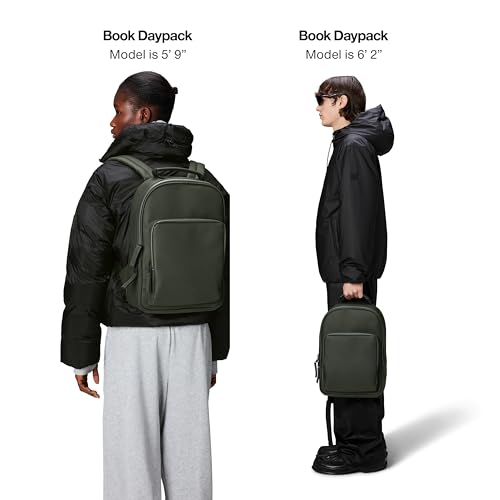 RAINS Book Daypack Waterproof Laptop Backpack for Men and Women - color: Green