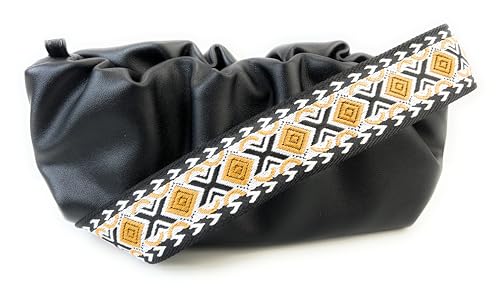 Purse Strap Replacement for Crossbody Bags & Handbags - color: Black Mustard Boho Diamond, size: 2 Inch Wide