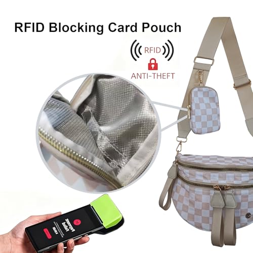 Security Carry Bum Bag CCW Fanny Pack with RFID Pouch(Beige+white) - color: Beige+white