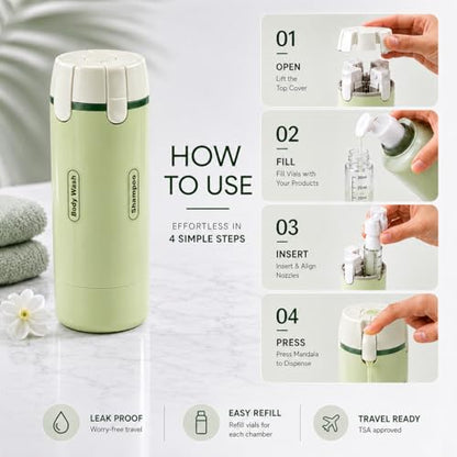 Travel Dispenser Bottle Set 4 in 1 Leakproof Containers Luggage Tag