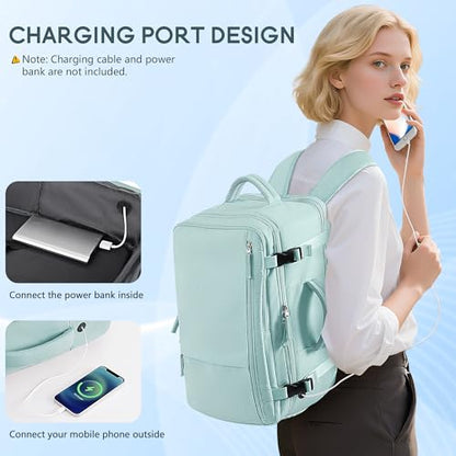 Beraliy Travel Backpack for Women, TSA Carry On Backpack Airline Approved - color: Mint Green, size: Large