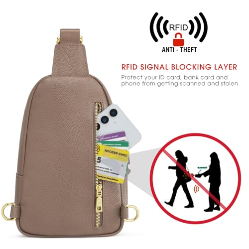 Kattee Sling Bag for Women, Leather Crossbody Bags for Travel, Khaki - color: Khaki
