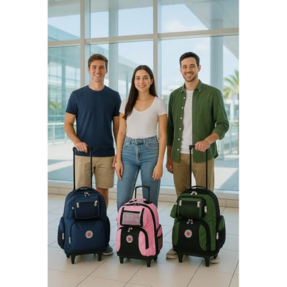 World Traveler Transworld 22-Inch Carry-On Rolling Backpack - Olive - color: Olive