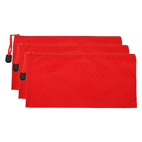 PATIKIL Waterproof Zipper File Bags, 3 Pack A6 Document Holders, Red - color: Red, size: A6
