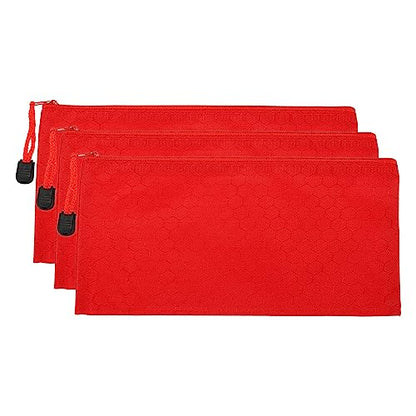 PATIKIL Waterproof Zipper File Bags, 3 Pack A6 Document Holders, Red - color: Red, size: A6
