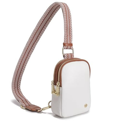 INICAT Anti Theft Crossbody Bag for Women, Small Sling Purse - color: Brown White, size: Small