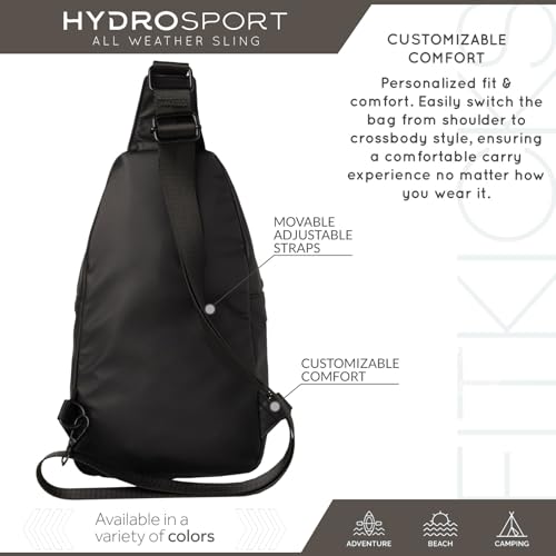 FITKICKS Hydrosport Sling Unisex Crossbody Travel Bag - color: Midnight Black