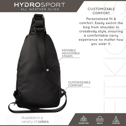FITKICKS Hydrosport Sling Unisex Crossbody Travel Bag - color: Midnight Black