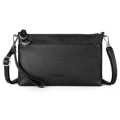 befen Genuine Leather Wristlet Clutch Wallet Purses with RFID Blocking | Small Crossbody Bags Shoulder Handbag for Women, Genuine Leather Wristlet Clutch Wallet Purses with RFID Blocking - color: Black