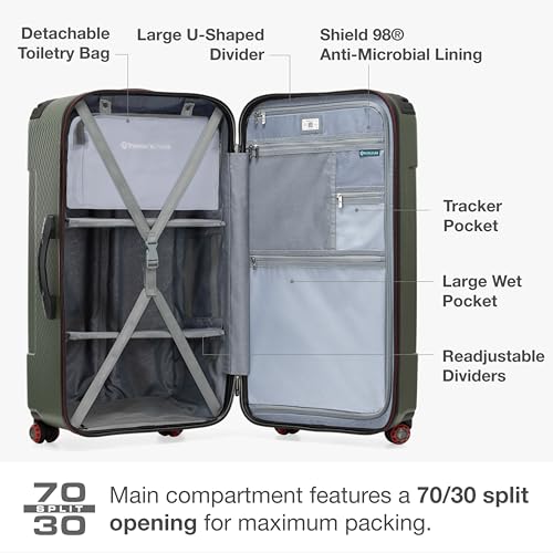 Traveler's Choice Maxporter II Polycarbonate Hardside Trunk with Spinner Wheels, Green, 31-Inch Large Trunk - color: Dark Green, size: 31-inch Large Trunk
