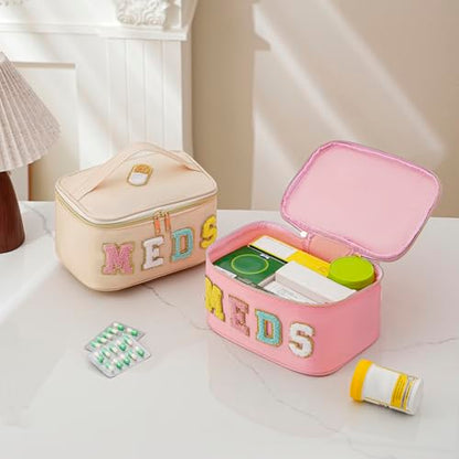uekeboag Chenille Letter MEDS Nylon Makeup Bag(15Hot Pink) - color: 15Hot Pink