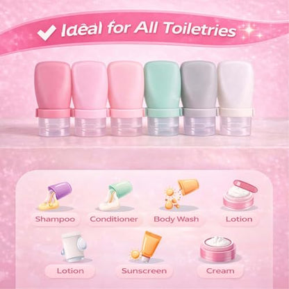 1 oz Travel Bottles, Leakproof Silicone Squeeze Bottle Mini Travel Size Container for Toiletries Lotion Shampoo and Conditioner Liquid Salad Dressing to go Condiment, TSA Approved, 4 Pack - color: Pink, Green, Clear, size: 1 oz