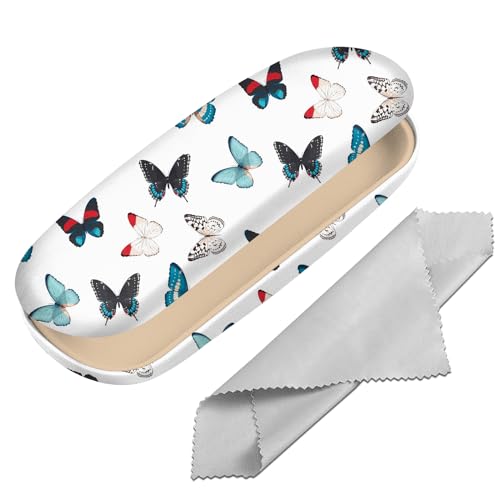 Eyeglasses Case Hard Shell Protective Case for Glasses Eyeglass Box with Cleaning Cloth for Girls Women Cute Aesthetic - color: M10-butterfly