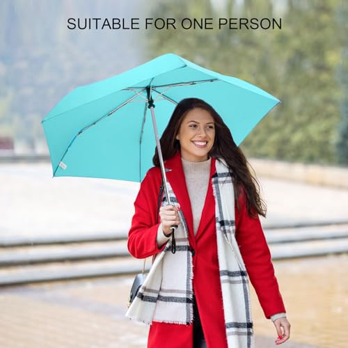 Automatic Lightweight Travel Flat Umbrella Compact Folding for Pocket - color: 0.2Lake Green