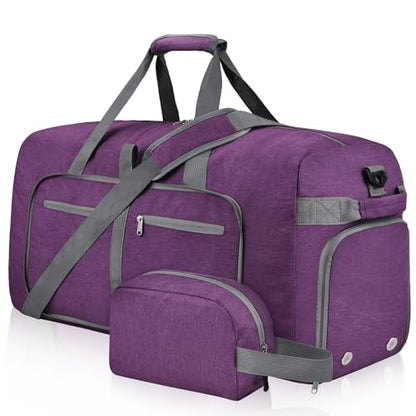 Felipe Varela Foldable Duffle Bag for Travel Weekend Overnight Gym Camping - color: H Purple, size: 85L