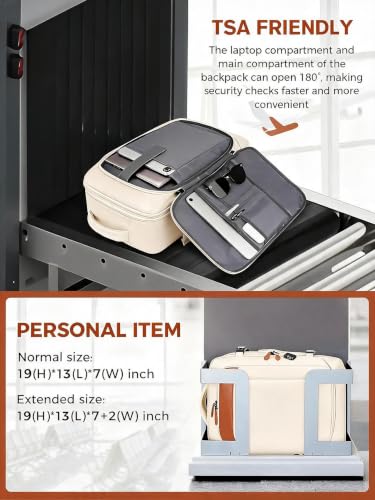 Vancropak Travel Backpack for Women, Airline Approved Carry on Backpack - color: White Brown