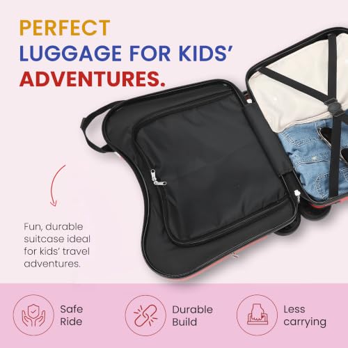 Bioworld Cars Kids Luggage 15" Ride-On Travel Bag for Boys and Girls - color: Cars Smiley Red