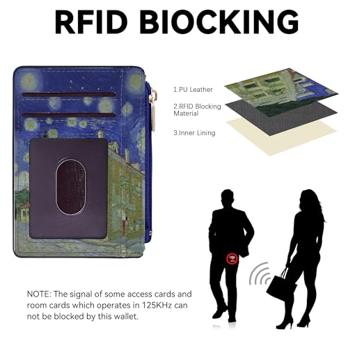 Tipmile Womens Credit Card Holder Wallet, Small Slim RFID Blocking Sleeve - color: Oil Painting