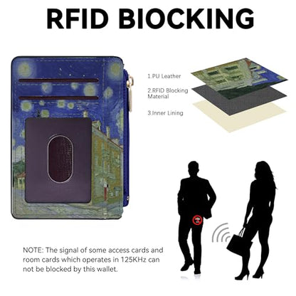 Tipmile Womens Credit Card Holder Wallet, Small Slim RFID Blocking Sleeve - color: Oil Painting