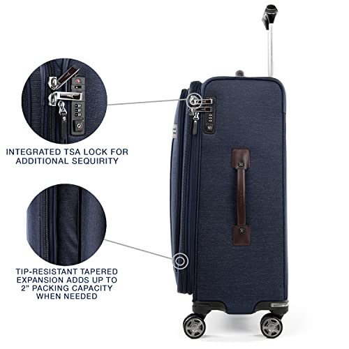Travelpro Platinum Elite Checked Luggage Spinner, True Navy, 25-Inch - color: True Navy Blue, size: Checked-Medium 25-Inch