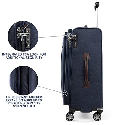 Travelpro Platinum Elite Checked Luggage Spinner, True Navy, 25-Inch - color: True Navy Blue, size: Checked-Medium 25-Inch