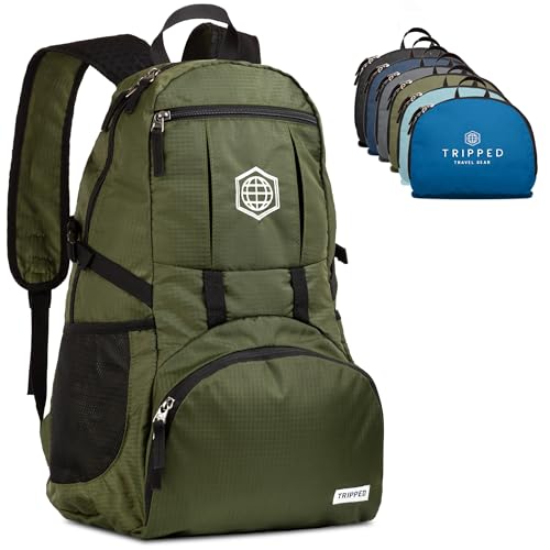 TRIPPED Travel Gear 20L Packable Travel Backpack for All-Day Comfort - color: Moss Green