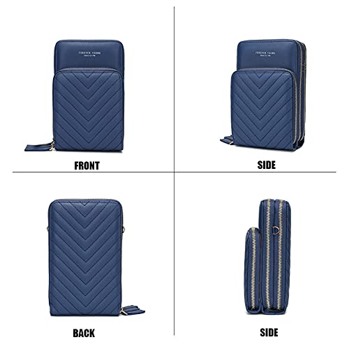 myfriday Small Cell Phone Crossbody Bag, Multi-pocket & 6 Card Slots - color: C-blue