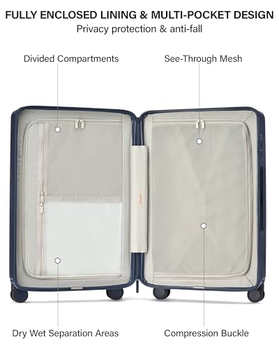 Hanke Upgraded Elite 29 Inch Extra Large Checked Luggage, PC Hard Shell Suitcases with Wheels, TSA Lock, Explosion-Proof Zipper Suitcase for Long Travel Men & Women,Abyssal Blue - color: Abyssal Blue, size: 29 Inch