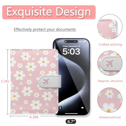Passport Holder, Cute Travel Wallet Cover with RFID Blocking,flower - color: L-Ditsy