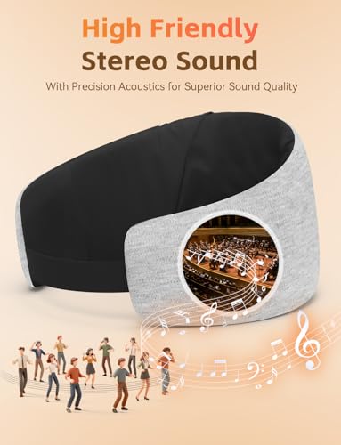 Sleep Headphones Bluetooth 6.0 Sleep Mask for Side Sleepers, 20H Playtime - color: Grey