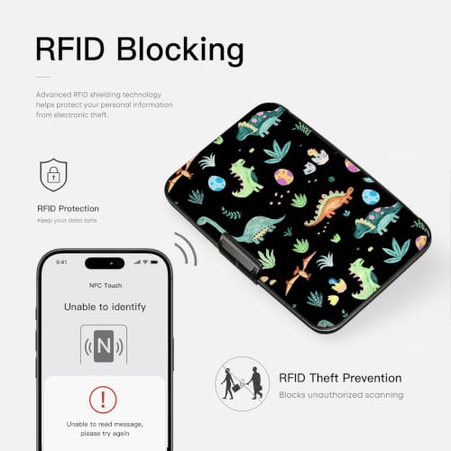 Credit Card Holder RFID Aluminum card case Dinosaurs mini Wallet Women Men