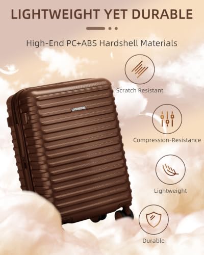 LARVENDER Expandable Carry on Luggage 20inch Suitcase with Wheels, Maple - color: Maple, size: 3 Piece Set (20/DB/TB)