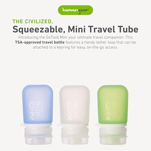 humangear GoToob 3-Pack, Mini (0.9 fl oz), Clear/Green/Blue - color: Clear/Green/Blue, size: 0.9 Ounces