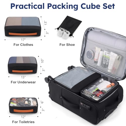 Softside Expandable Carry On Luggage, 20in Carry on Suitcase with Wheels - color: Black Brown