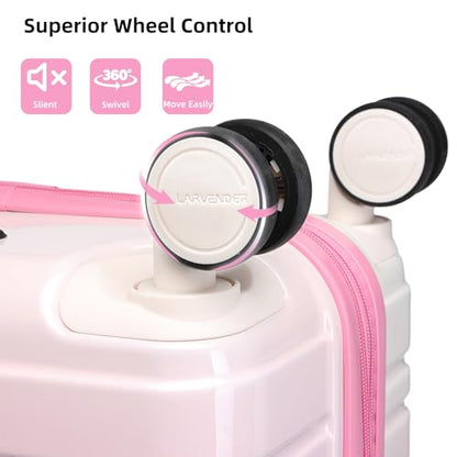 LARVENDER Carry on Luggage Sets 3 Piece, 20 Inch Suitcases, Peach Sparkling - color: Peach Sparkling-20BP, size: 3 Piece Set (Backpack/TB/20)