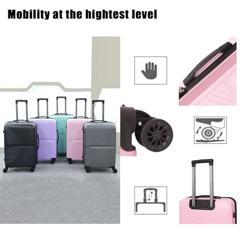 Luggage Set 3 Pieces -Suitcase Set - Luggage with Wheels - Check-in Luggage - PC + ABS Durable Suitcase Rotating Silent Wheels 3-Piece 20/24/28 (pink) - color: pink