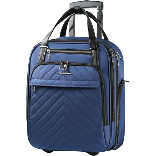 VANKEAN 16" Underseat Rolling Suitcase Travel Business Lightweight - color: Haze Blue