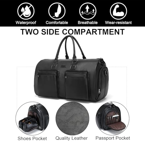 Modoker Convertible Rolling Garment Bag, Carry-On Duffle - color: D-Black