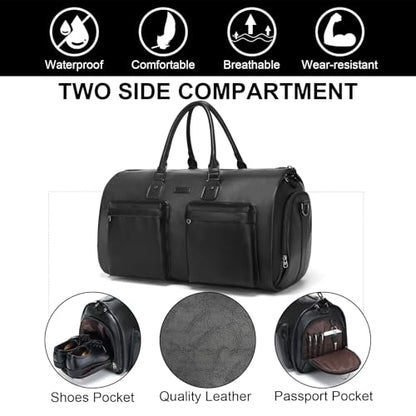 Modoker Convertible Rolling Garment Bag, Carry-On Duffle - color: D-Black