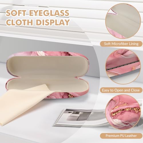 Glasses Case Hard Shell,Portable Protective Eyeglasses Case, Eyeglass Holder Box with Cleaning Cloth, for men women - color: Marble Pattern