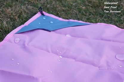 Pocket Picnic Blanket, Compact Lightweight Tarp for Camping - color: Pink/Grey, size: 55"x60"