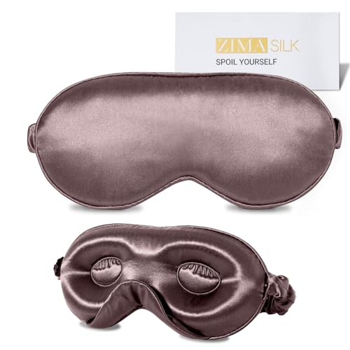 ZIMASILK Adjustable 3D 22 Momme 100% Mulberry Silk Sleep Mask | Upgraded Eye Mask for Sleeping - Soft & Breathable Blindfold - Blackout for Deep Sleeping (Gray Purple) - color: Gray Purple